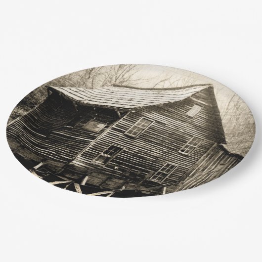 Vintages Wasserrad Pappteller (Schrägansicht)