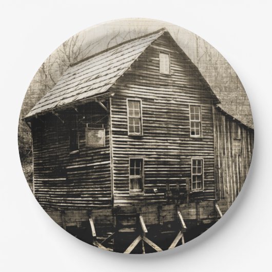 Vintages Wasserrad Pappteller (Vorderseite)