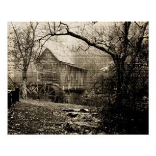 Vintages Wasserrad Poster