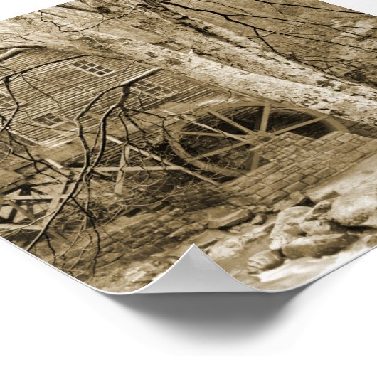 Vintages Wasserrad Poster (Ecke)