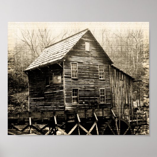 Vintages Wasserrad Poster (Vorne)