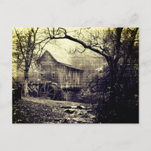 Vintages Wasserrad Postkarte