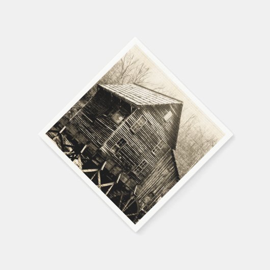 Vintages Wasserrad Serviette (Ecke)