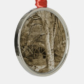 Vintages Wasserrad Silbernes Ornament (Rechts)