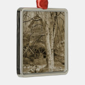 Vintages Wasserrad Silbernes Ornament (Rechts)