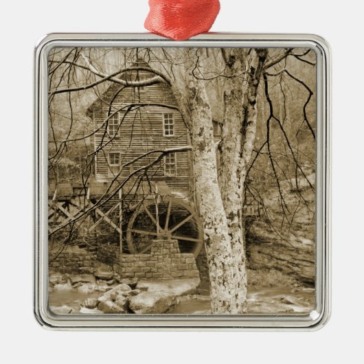 Vintages Wasserrad Silbernes Ornament (Vorne)