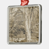 Vintages Wasserrad Silbernes Ornament (Links)