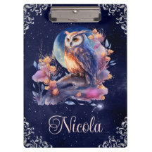 Vintages Watercolor Celestie Fantasy Owl