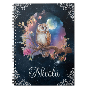 Vintages Watercolor Celestie Fantasy Owl Notizblock