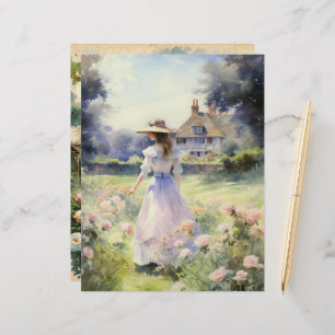 Vintages Watercolor Country Garden Scrapbook