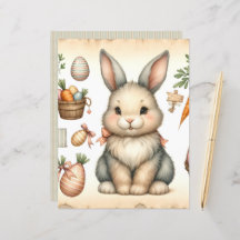 Vintages Watercolor Osterfarben-Bunnies-Scrapbook