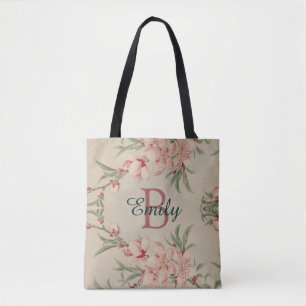Vintages Watercolor-Rosa mit Blumen Tasche