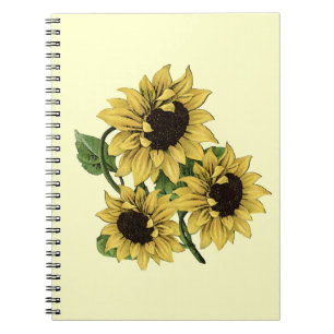 Vintages Watercolor-Sonnenblumendesign Notizblock