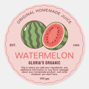 Vintages Watermelon Fruchtsaft hausgemachte Produk Runder Aufkleber