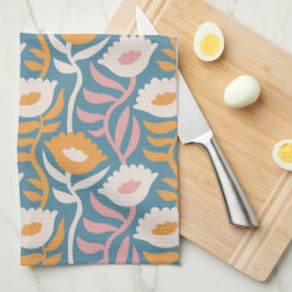 Vintages Wavy Retro Groovy Pastel Floral Muster Geschirrtuch