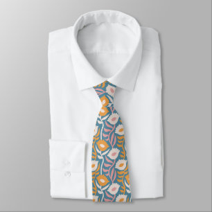 Vintages Wavy Retro Groovy Pastel Floral Muster Krawatte