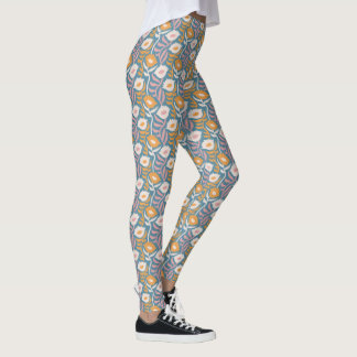 Vintages Wavy Retro Groovy Pastel Floral Muster Leggings