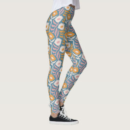 Vintages Wavy Retro Groovy Pastel Floral Muster Leggings