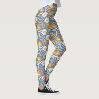 Vintages Wavy Retro Groovy Pastel Floral Muster Leggings