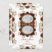 Vintages wedding Burgunder-Gold des Menüs Menükarte (Vorne/Hinten)