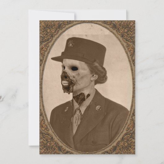 Vintages weibliches Zombie-Soldat-Halloween-Party Einladung (Vorderseite)