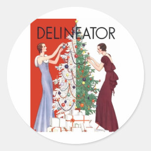 Vintages Weihnachten 1932 Runder Aufkleber