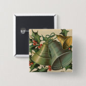 Vintages Weihnachten Bell und Stechpalme Button (Vorne & Hinten)