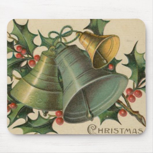 Vintages Weihnachten Bell und Stechpalme Mousepad (Vorne)