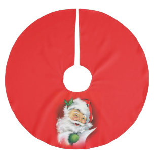 Vintages Weihnachten, das Sankt blinzelt Polyester Weihnachtsbaumdecke