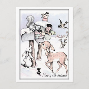 Vintages Weihnachten der Tiere mit Geschenken