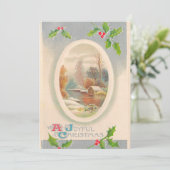 Vintages Weihnachten Einladung (Stehend Vorderseite)