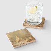 Vintages Weihnachten hält Malerei instand Steinuntersetzer (Seitenansicht)