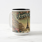 Vintages Weihnachten in Paris Zweifarbige Tasse (Vorderseite Links)