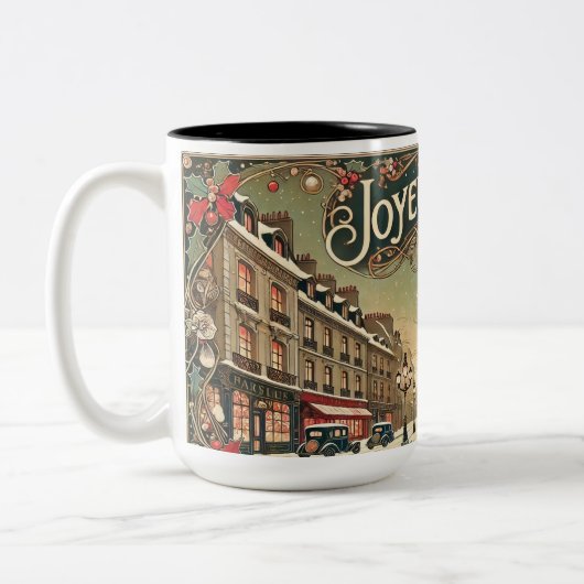 Vintages Weihnachten in Paris Zweifarbige Tasse (Links)