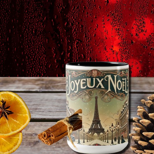 Vintages Weihnachten in Paris Zweifarbige Tasse