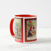 Vintages Weihnachten, Katze unter Dekorationen Tasse (Vorderseite Links)