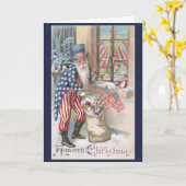 Vintages Weihnachten - patriotische Sankt holt Karte (Gelbe Blume)