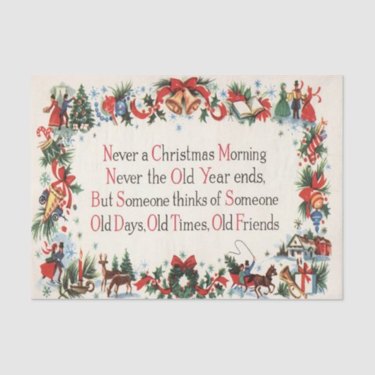 Vintages Weihnachten poen Feiertags-Partygewebe Seidenpapier (Vorderseite)