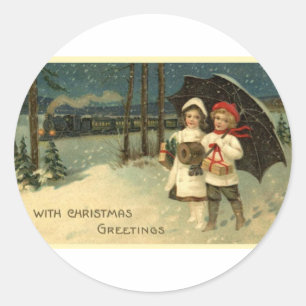 Vintages Weihnachten Runder Aufkleber
