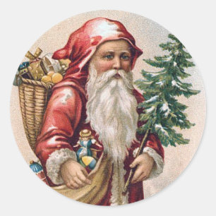 Vintages Weihnachten - Sankt Runder Aufkleber