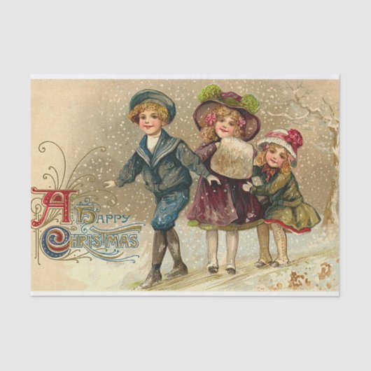 Vintages Weihnachten scherzt Feiertags-Partygewebe Seidenpapier (Vorderseite)