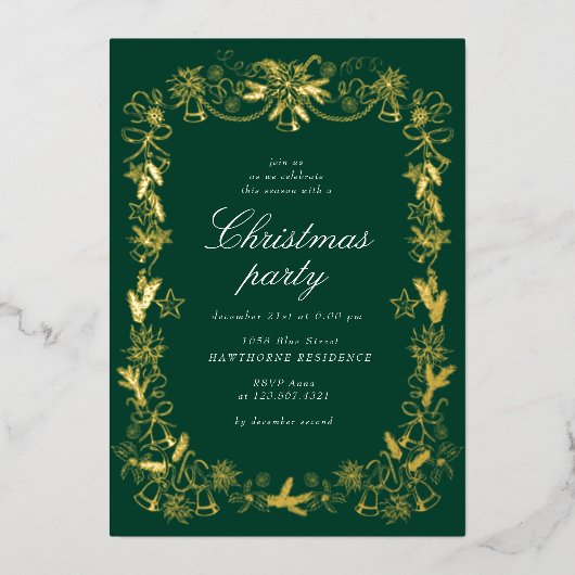 Vintages Weihnachts-Party Folien Feiertagskarte (Vorderseite)