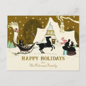 Vintages Weihnachts-Party Winterlandschaft Feiertagspostkarte (Vorderseite)