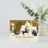 Vintages Weihnachts-Party Winternachtszene Feiertagspostkarte (Stehend Vorderseite)