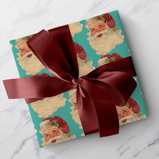 Vintages Weihnachts-Retro-Aquamarines Weihnachtsge Geschenkpapier