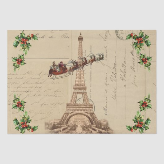 Vintages Weihnachts-Tissue Paper von Santa Paris Seidenpapier (Vorderseite)