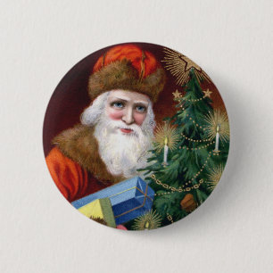 Vintages Weihnachts-Weihnachtsgeschenk-Button Button