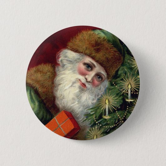 Vintages Weihnachts-Weihnachtsgeschenk-Button Button (Vorderseite)