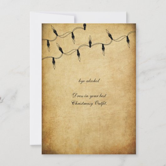 Vintages Weihnachtsbaum Fairy Lights Party Einladung (Rückseite)