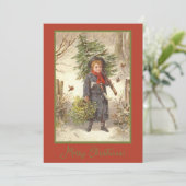 Vintages Weihnachtsbaum Kindermädchen Gruß Feiertagskarte (Stehend Vorderseite)